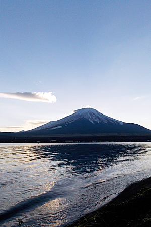 夕暮れ時の富士山