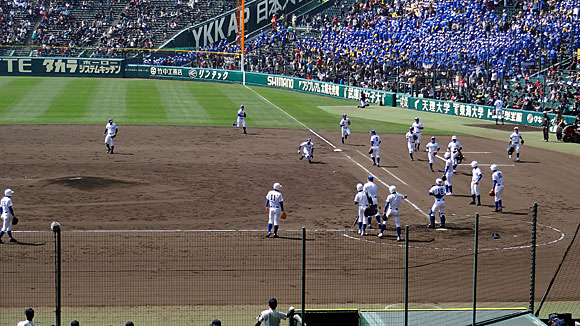 試合前の練習風景