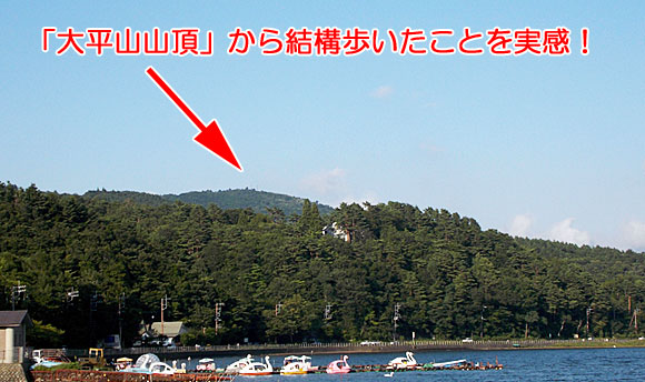 山中湖湖畔で休憩