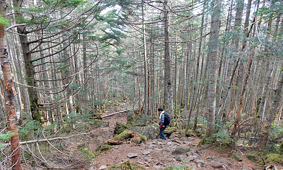 丸山山頂を出発