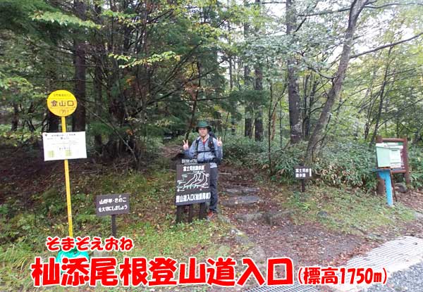 八ヶ岳・横岳に杣添尾根登山道から登山開始