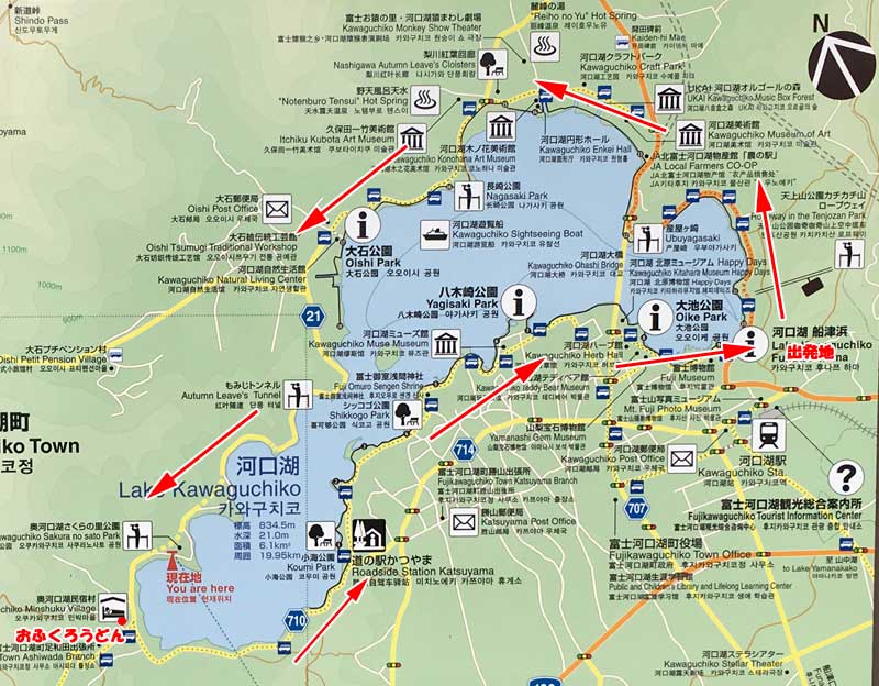 河口湖・サイクリングMAP