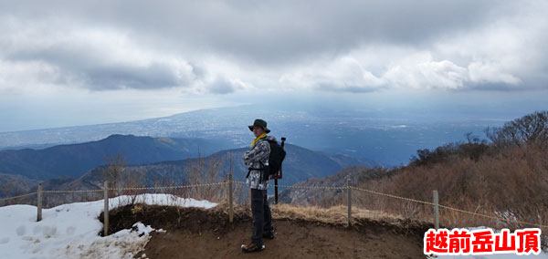 愛鷹山日帰り登山・越前岳山頂から富士市を望む