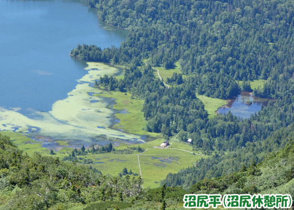 燧ケ岳登山・俎嵓山頂から尾瀬沼の沼尻平を望む