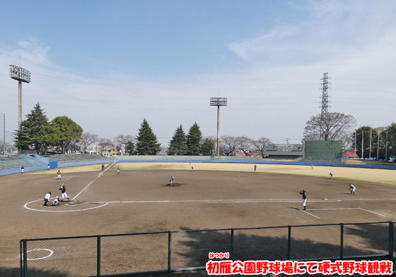 初雁公園野球場にて硬式野球観戦