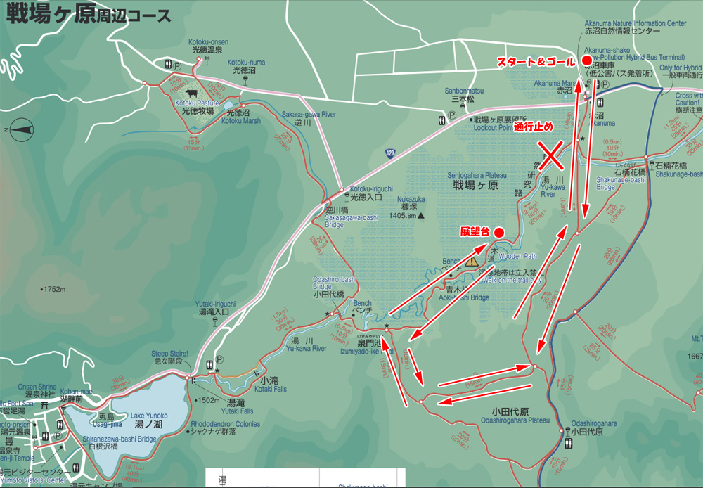 戦場ヶ原・今回のルート