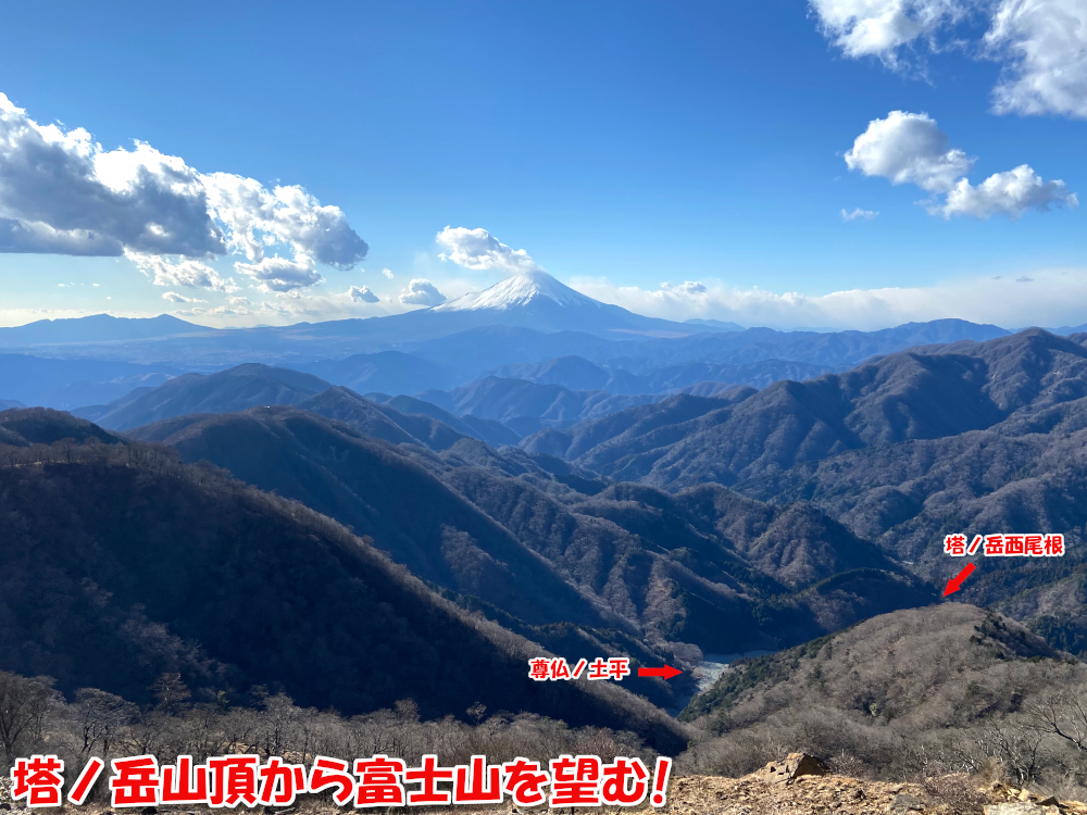 塔ノ岳山頂から富士山を望む！