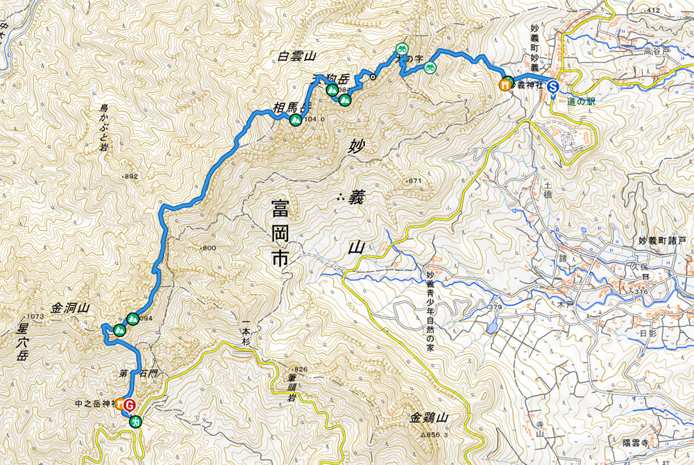 表妙義縦走・表妙義MAP