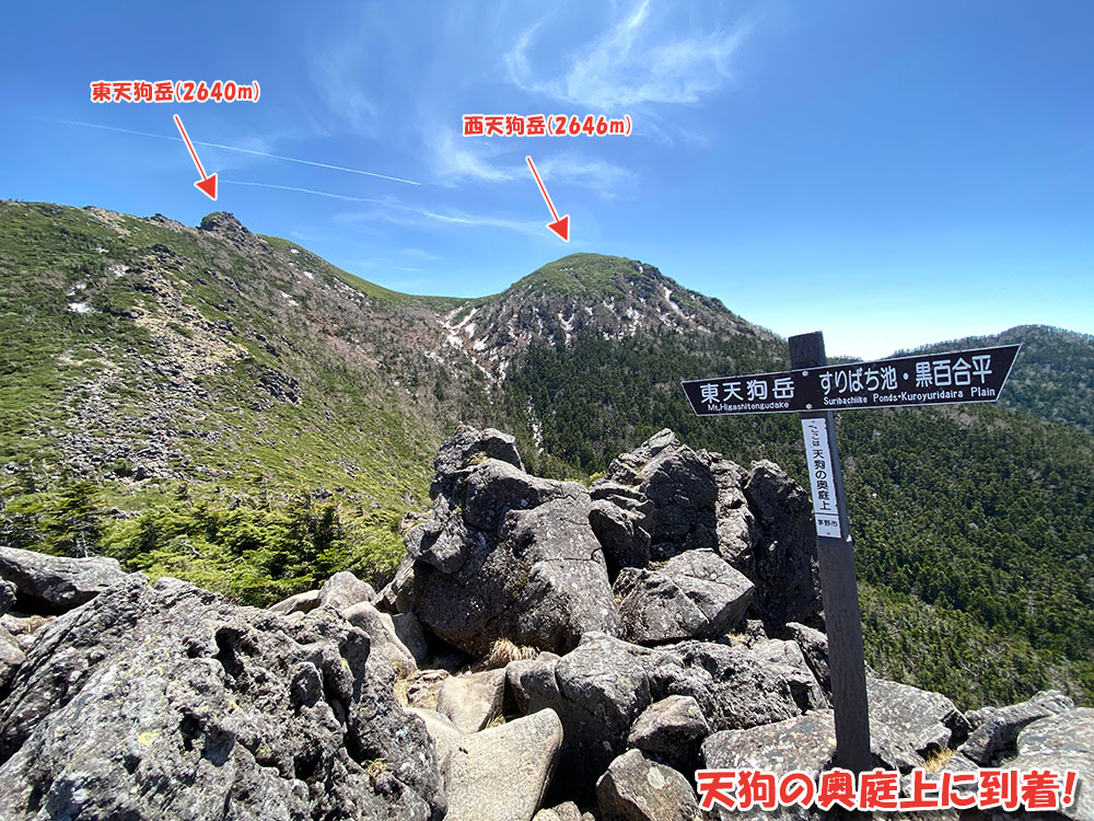 八ヶ岳・天狗岳の絶景を堪能！天狗の奥庭上に到着！