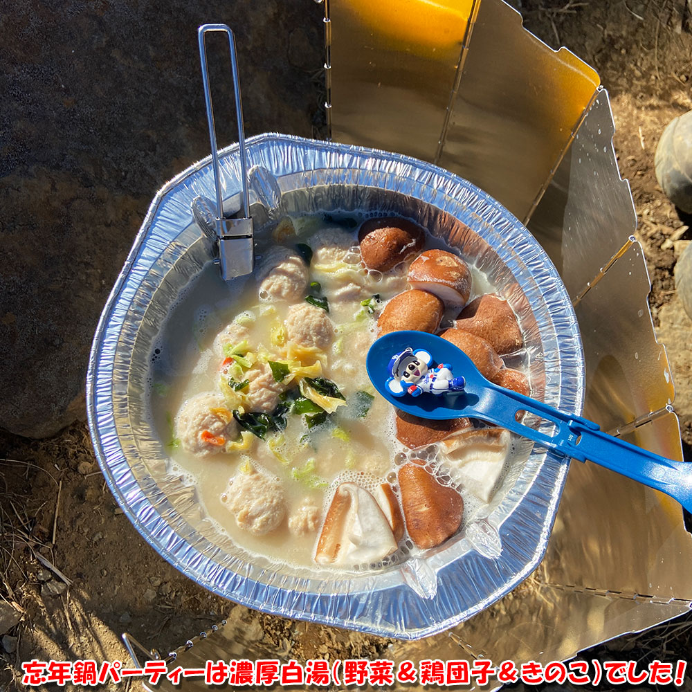 忘年鍋パーティーは濃厚白湯（野菜＆鶏団子＆きのこ）でした！